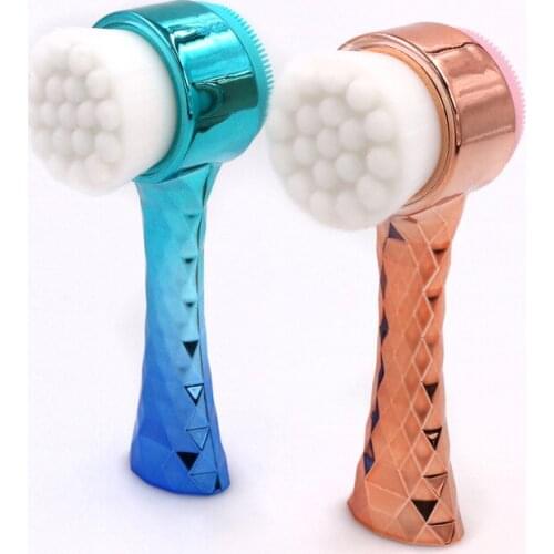 Long Handle Facial Wash Brush Remove Blackhead Deep Cleansing Manual Cleansing Brush Superfine Fibre Soft Face Cleansing Brush