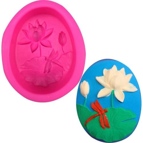 3D dragonfly lotus soap mould chocolate cake decorating tools DIY baking fondant silicone mold T0342