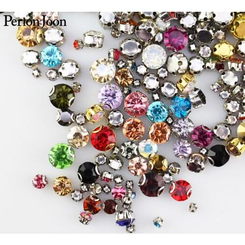 Multiple colors Rhinestones silver claw round shape crystal strass for diy sewing clothing bag hand stitch accessories AA010