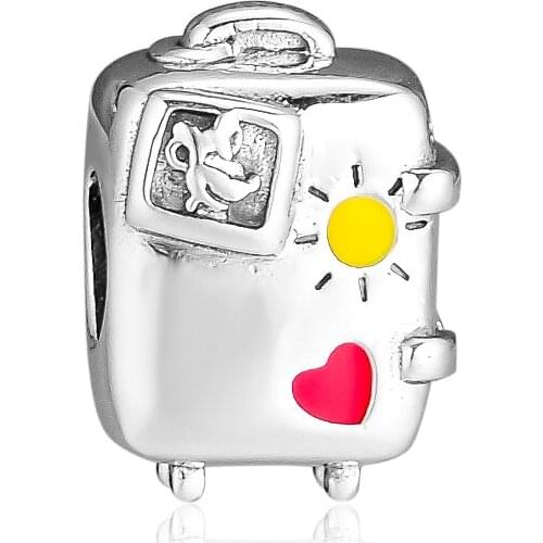 Vacay Mode Suitcase Charms 925 Sterling Silver Beads for Jewelry Making Fits Original Bracelet Women Girls DIY Gift Kralen