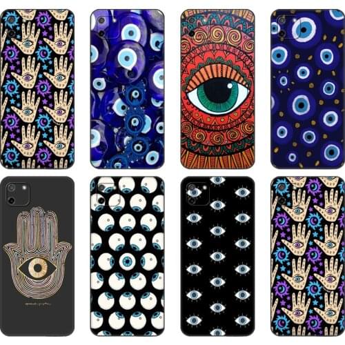 Black tpu Case For OPPO Realme C11 C20 C21 Case Back Cover Bumper Evil Eye