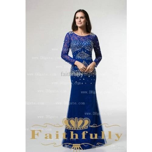 Navy blue 2021 New Fashion Vestidos De Noiva Casamento dubai muslim Elegant Long Sleeve Mother of The Bride Dresses with Crystal
