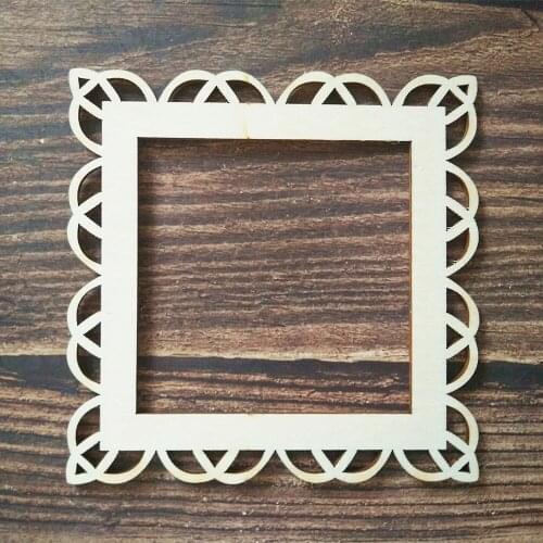 10pcs Laser Cut Unfinished Wooden Square Frame Home Wall Decor Bridal Shower Decorations DIY Craft Scrapbooking