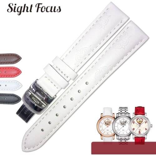 16mm Elegant Coffee Color Womens Watch Bracelet for Tissot Lady Heart T055 Watch Bands Floral Embossed Wrist Straps Belts Mujer