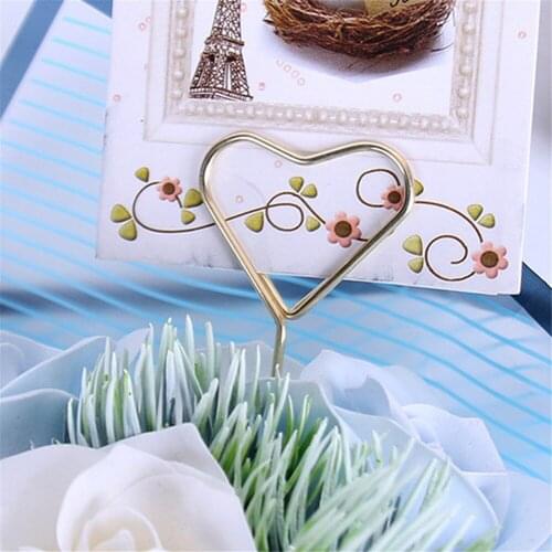 20pcs Art Card Holder Metal Postcard Clip Flower Shop Special Card Gold-plated Flower For Party Decoration