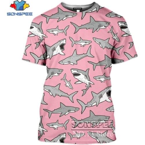 2020 SONSPEE Cartoon cute shark Harajuku Men Women unisex 3D Clothes T-Shirt Sweatshirts O-neck Streetwear Plus Size 7XL tshirt