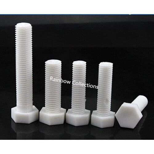 40pcs PP Plastic screw nylon outside hexagonal bolt M6*10/12/16-80mm insulation plastic screw hex bolt screw
