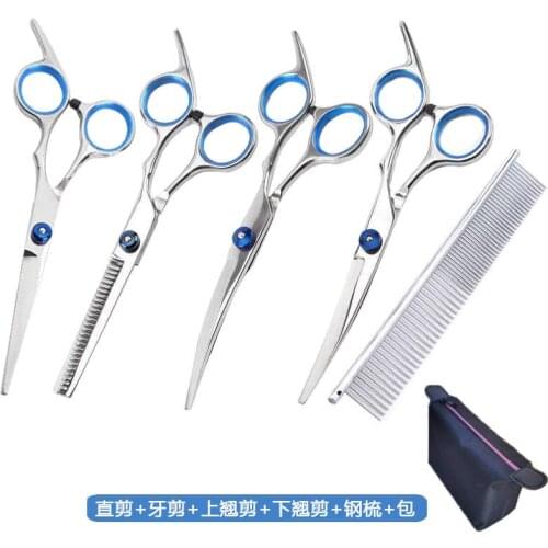 6PCS/set Gold Handle Scissors Professional Pet Grooming Hairdressing Shear Scissors Set Pet Grooming