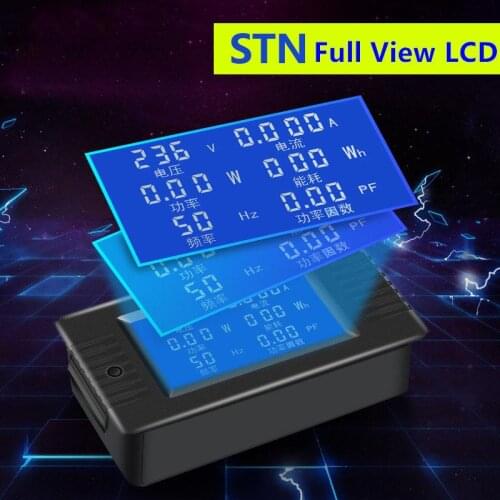 AC 6in1 Single Phase Digital Power Meter 220V Current Voltage Watt Power Factor Frequency Energy Meter with Coil