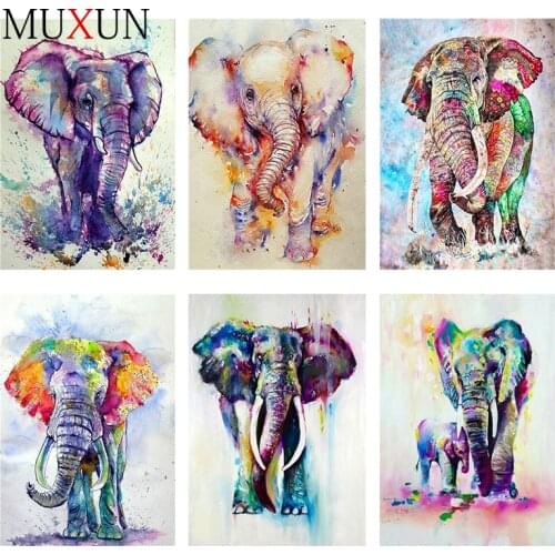 5D Diy Diamond Embroidery Animal Diamond Paintings Elephant Colorful Elephant Full Square Diy Diamond Mosaic Home Decor 8Jm019