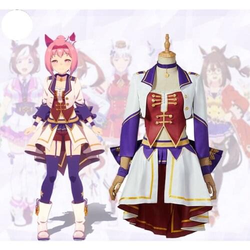 Anime Pretty Derby Cosplay Costumes Game Haru Urara Coat Tube Top Skirt Accessory Set Halloween Girl Clothes JK Student Uniform