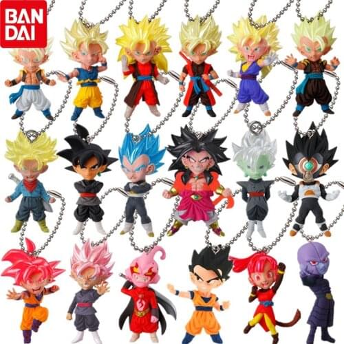 Bandai Genuine Anime Dragon Ball UDM KeyChain Son Goku Broli Android Gegeta Kuririn Gotenks Action Figure Model Toys