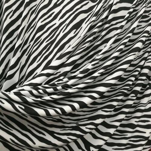White/Black Stretch Swimming Fabric Cotton/Spandex knitted Fabric Zebra Pattern Print Fabric Sewing swimsuit DIY Sports Clothing