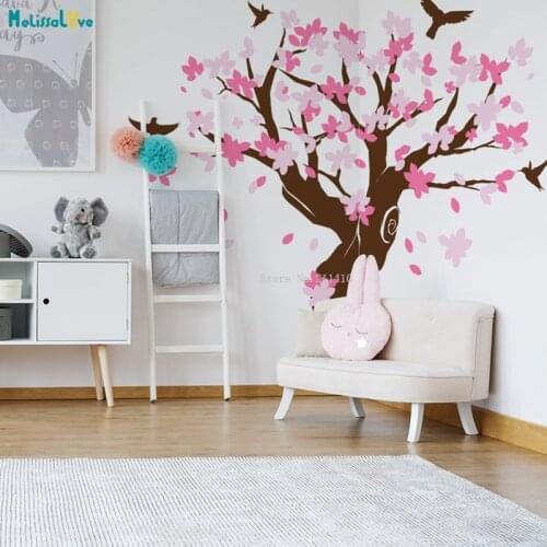 Large Tree Corner Wall Sticker Branch Vinyl Nursery Art Peel Stick Swirly Forest Decal Kid Bird Decor Giant Sprig YT3713