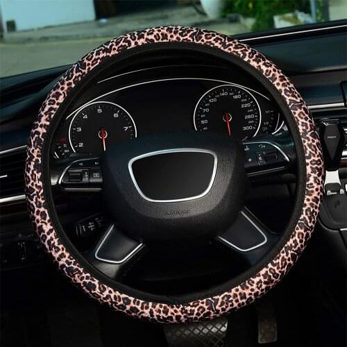 Car Steering Wheel Covers Universal Fit 15 Inch Leopard print Auto Accessories For VW Peugeot 206 207 307 308 2008 Tesla model 3