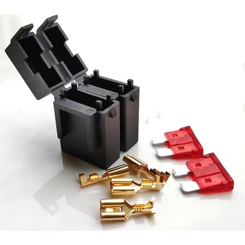 5set BX2017 Medium Car Fuse Holder With Terminal Car Insurance Socket Black Lighter Frontal