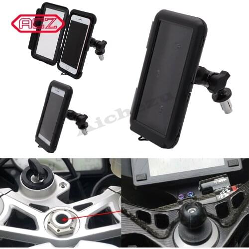 Motorcycle Phone Holder GPS Navigation Bracket 5"-7" Waterproof Cell Phone Bag Case Fit for Motorbike with Round Hole