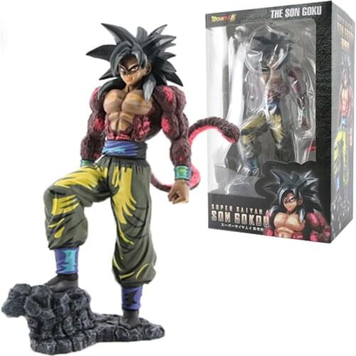 26cm Dragon Ball Z DBZ Anime Super Saiyan Son Goku Step on the Stone PVC Action Figure Decoration Model Toy Kids Gift Brinquedos