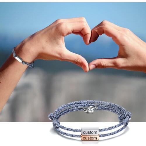 Personalized Magnetic Couple Bracelets Set for Women Men Vows of Eternal Attractive Bracelet Lovers Charm Paired Jewelry