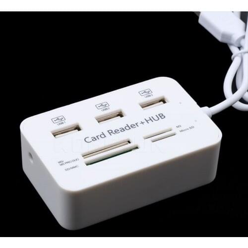 KEBETEME Micro USB Hub Combo 2.0 3 Ports Card Reader High Speed Multi USB Splitter Hub All In 1 for PC Computer Accessories