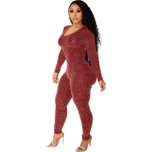 Zoctuo Hollow Out Jumpsuits Rompers For Women Tight Sexy Party Casual Knitting Winter Romper Bandage Low Cut Elastic Jumpsuit