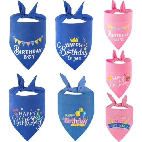 Cat Dog Birthday Letter Printed Triangular Bandana Bibs Pet Neckerchief Adjustable Saliva Towel 7 Styles Puppy Pet Supplies