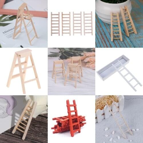 New Arrival 1:12 Dollhouse Miniature Furniture Wooden Ladder Doll House Decoration