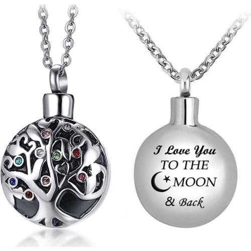 Fashion life Tree Pendant Urn Necklaces for Ashes Always in My Heart Cremation Jewelry Keepsake Holder Memorial Necklace