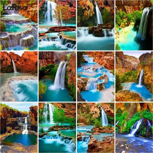 Landscape Cross Stitch Kit 5D DIY Diamond Painting Full Round Square Waterfall Diamond Embroidery Mosaic Rhinestones Home Decor