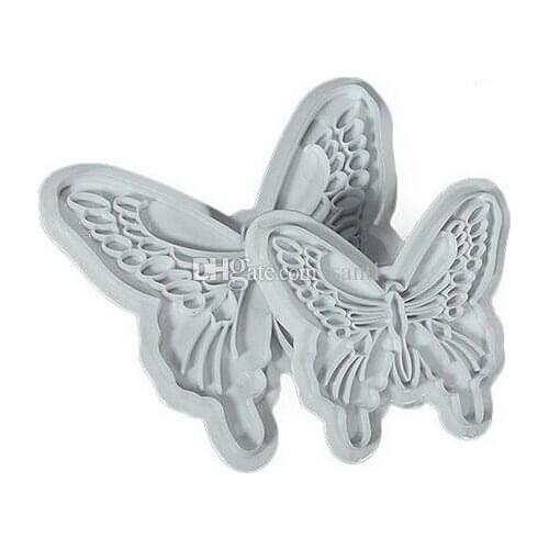New Arrive 2pcs/lot Butterfly Cake Fondant Decorating Sugar craft Cookie Plunger Cutters Mold