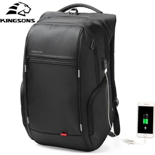 Kingsons Men 13"15"17" inch Laptop Backpack USB Charging Waterproof Backpacks Casual Male Travel Bag Large Capacity Backpacks