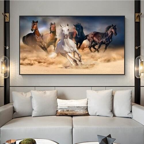 Modern Animals Posters and Prints Wall Art Canvas Painting Running Horses Pictures for Living Room Cuadros Decoration Unframed