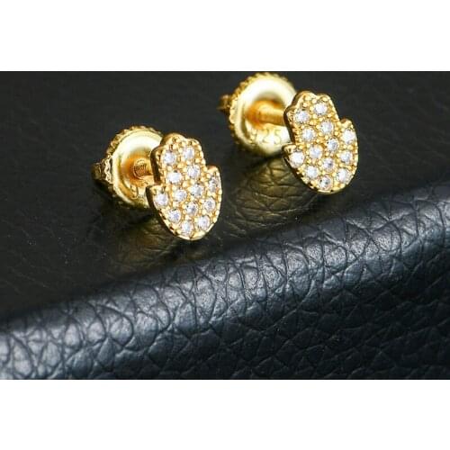 Hip HOP 5A+ Red Stone Bling Ice Out Stud Earring Palm S925 Sterling Sliver Earrings for Men Jewelry Earring Gifts for Wholesale