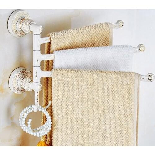 Vidric Towel Racks Brass 2-5 Layer Rail 2 Towel Hook Hanger Vintage Luxury Bathroom Accessories Folding Rotation Bath Towel Bar