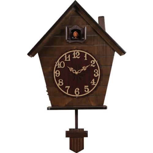 Vintage Large Wall Clock Wood 3d Living Room Cuckoo Clock Pendulum Bird Silent Timer Home Bedroom Kids Room Reloj Decor SC318
