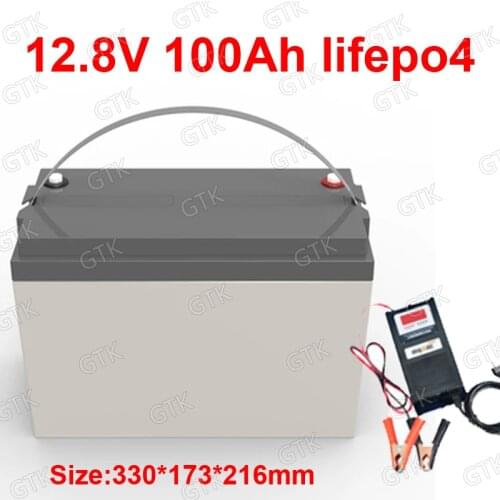 Waterproof 12.8V 12V 100AH Lifepo4 lithium battery BMS 4S for inverter Emergency Power Supply Solar panel boat RV +10A Charger