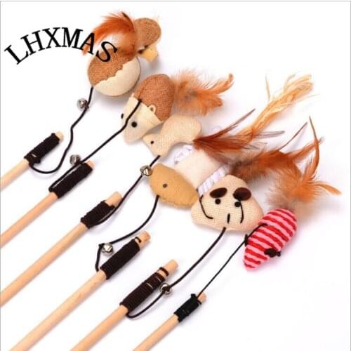 High Quality Cute Design Pet Cat Toy Feather Teaser Plastic Colorful Toy For Cats D474