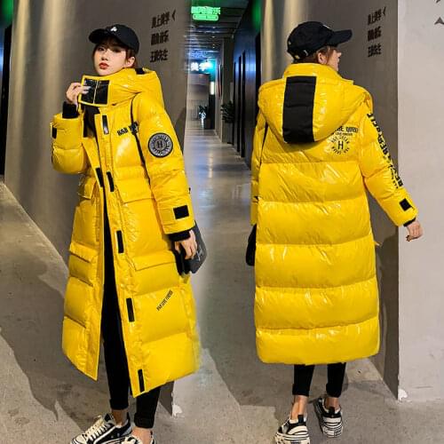 Women Long Glossy Cotton Coats 2021 New Winter Jackets Womens Warm Down Cotton Jacket Parkas Woman Fashion Glossy Coats Overcoat