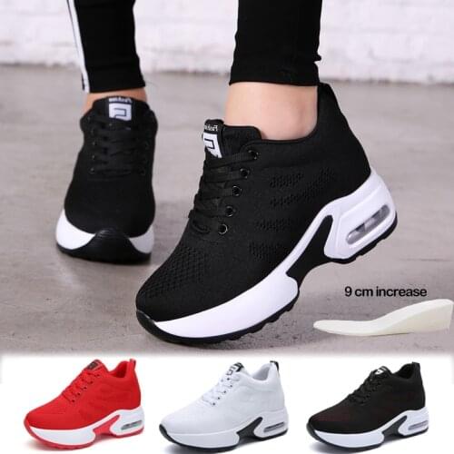 Women High Top Walking Shoes 9 Cm Wedges Sports Shoes Thick Sole Platform Fitness Sneakers Outdoor Ladies Running Jogging Shoes