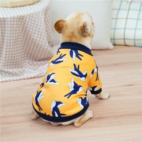 French Bulldog Winter Swallow Print Dog Clothes Warm Puppy Clothes For Small Dogs Sweater Hoodie Chihuahua Outdoor Yorkshire Pug