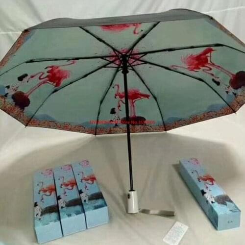 24pcs/lot Flamingo Umbrella Rian Women Original Creative Umbrella Folding Parasol Portable Coating UV Protection Rain Gear