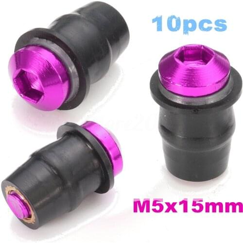 10Pcs M5*15mm Motorcycle Windscreen Fairing Well Nut Bolts Screw 8 Colors