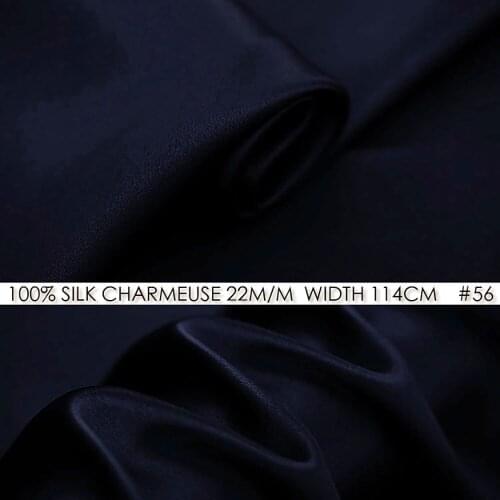 100% SILK CHARMEUSE SATIN 114cm width 22mommes Silk Shirts and Dresses Fabrics Satin Dress Material Dark Blue #56