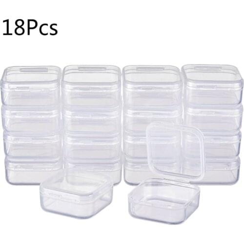 18pcs Clear Transparent Plastic Storage Box with Lid Pharmacy Drug Classification Jewelry Case Screw Beads Container