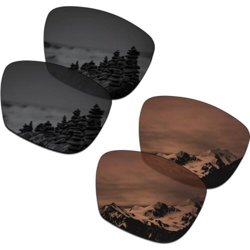 SmartVLT 2 Pairs Polarized Sunglasses Replacement Lenses for Oakley Hold On Stealth Black and Amber Brown