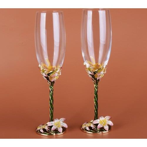 2 pcs/Lot Champagne Goblet Glassware Wine Glass Juice Drink Cocktail Wedding Application Household Products Crystal ZZY107