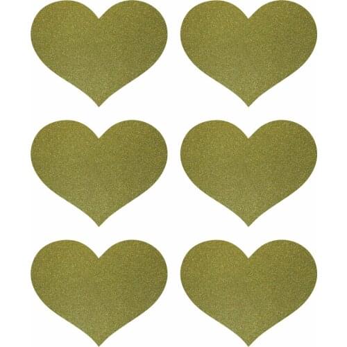 3.2x2.5cm Love Heart gold glitter sticker label