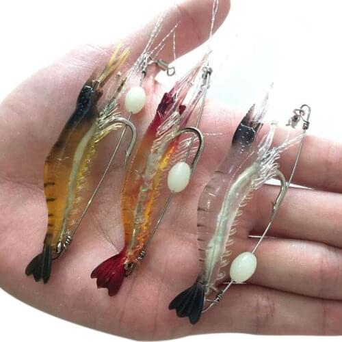 5pcs/lot Shrimp Soft Lure 9cm/6g Fishing Artificial Bait With Glow Hook Swivels Anzois Para Pesca Rigs Fishing Lure