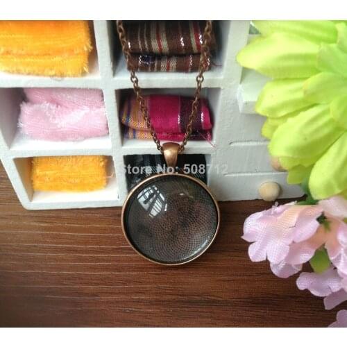 50 Sets, Pendant Kits - 30mm Circle Bezel Blanks with Matching Glass Cabochons and Chains Copper 1.25 inch