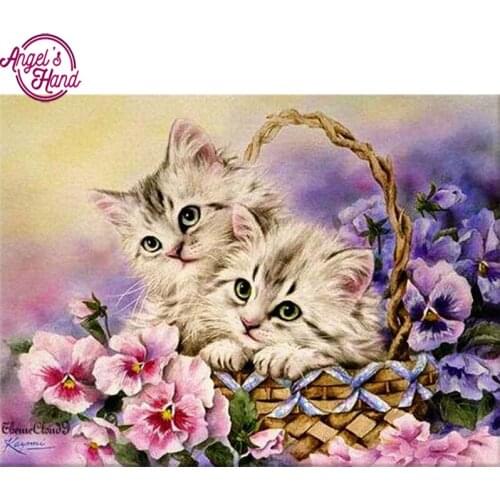 5D Diamond Embroidery Mosaic flower Lovers Cat Full square Rhinestones Wall Art DIY Diamond Painting Cross Stitch Home Decor